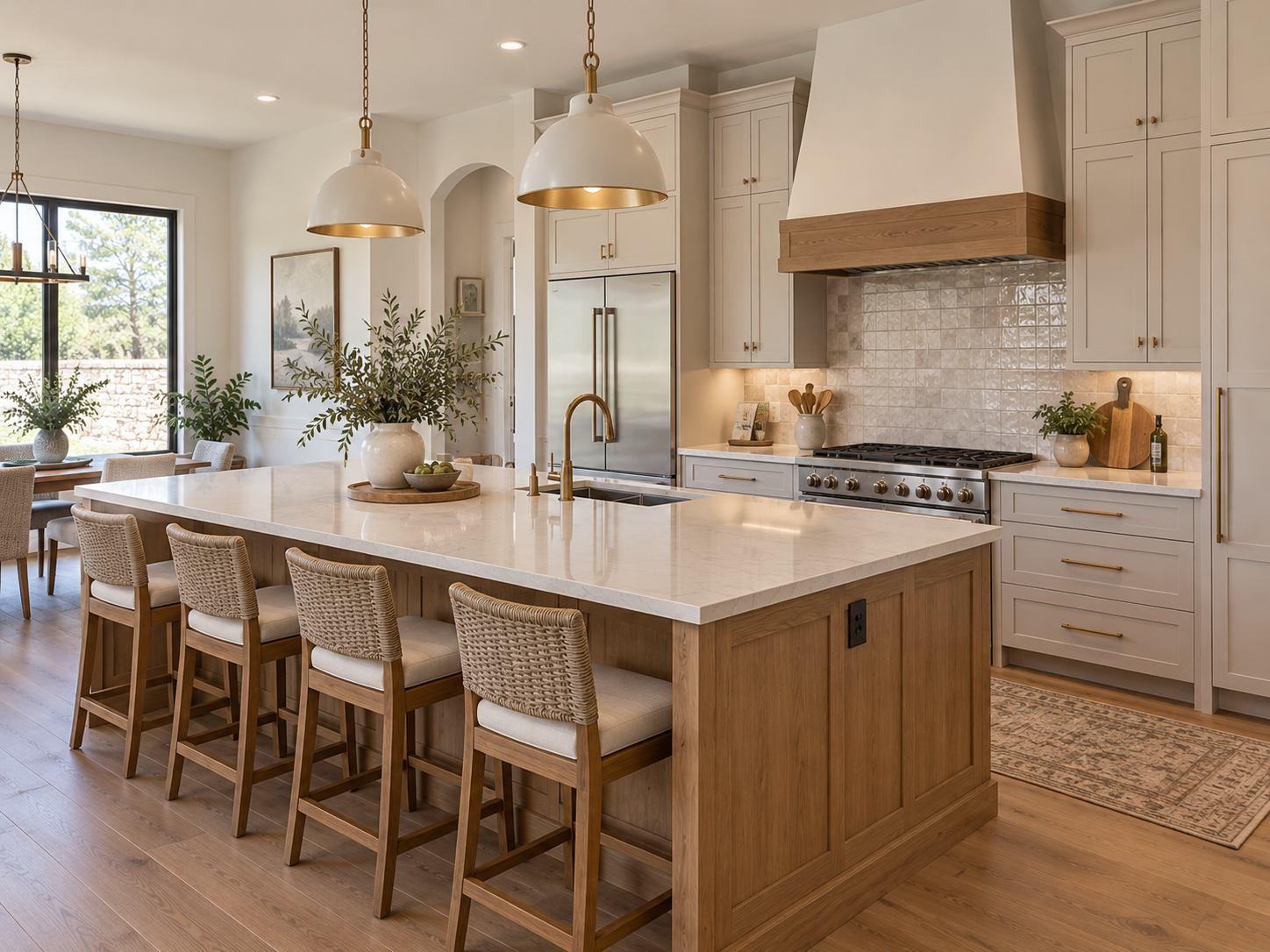Kitchen remodeling details in Liberty Hill, Texas featuring custom cabinets, quartz counters and tile backsplash
